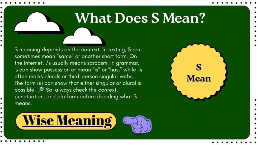What Does S Mean